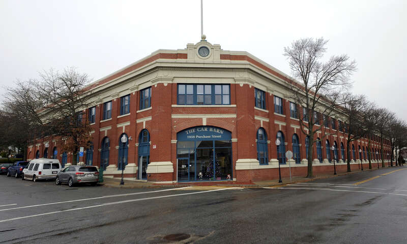 The former Union Street Railway carbarn in New Bedford in December 2023