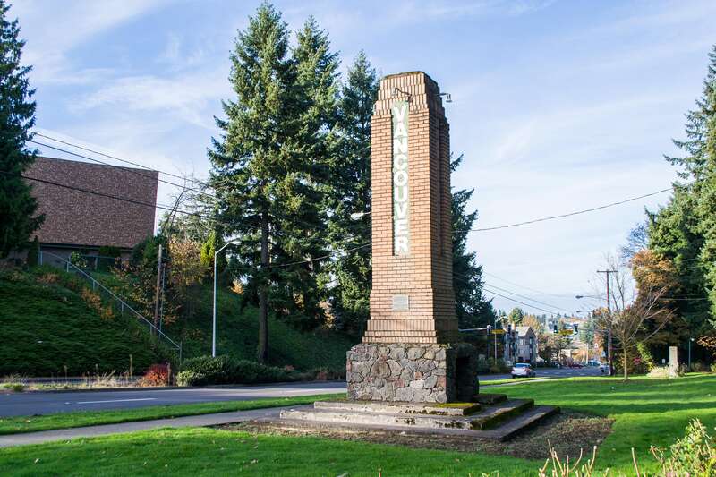 The Vancouver Column at the original Highway 99 entrance to Vancouver, Washington