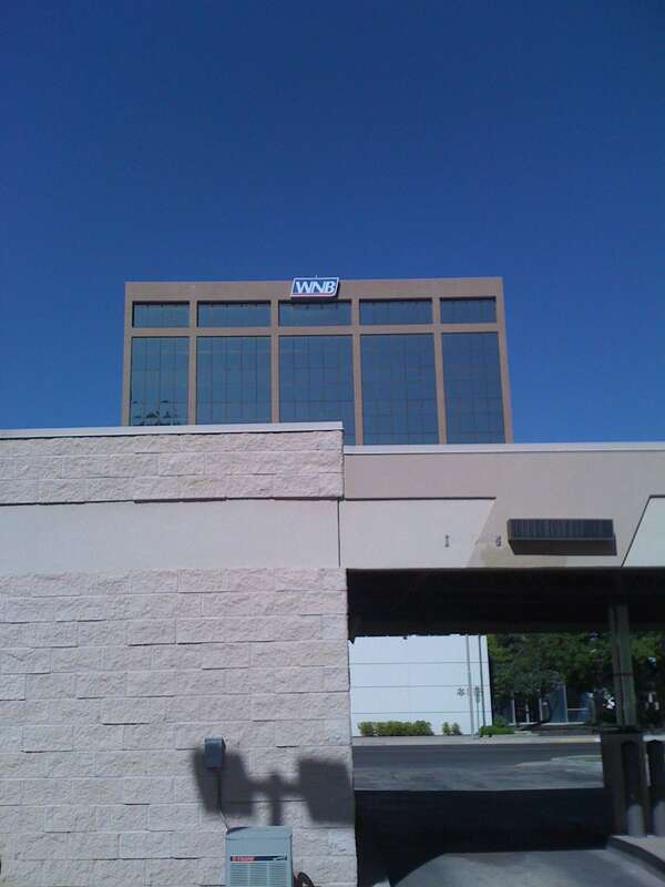 The WNB Tower as seen from two blocks away.