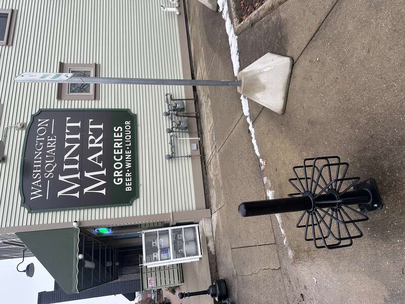 Bike parking outside of Minit Mart in Washington Square in Holland Michigan