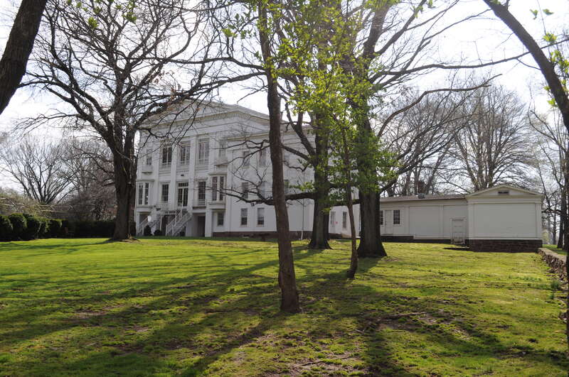 Rear view, Russell House, Wesleyan University, Middletown, Connecticut, USA at night.