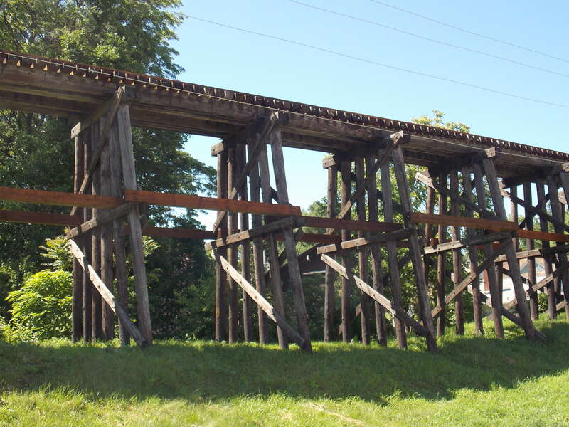 Wooden Railroad Bridge n the Villiage of East Davenport, Davenport, Iowa.