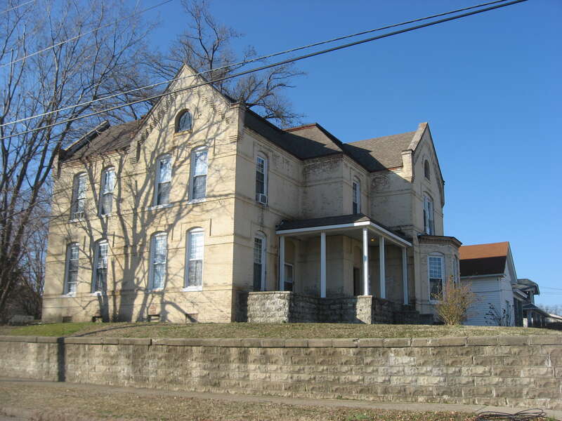 Southern side and front of the Yewell House, located at 630 Clay Street in Owensboro, Kentucky, United States.  Built in 1894, it is listed on the National Register of Historic Places.