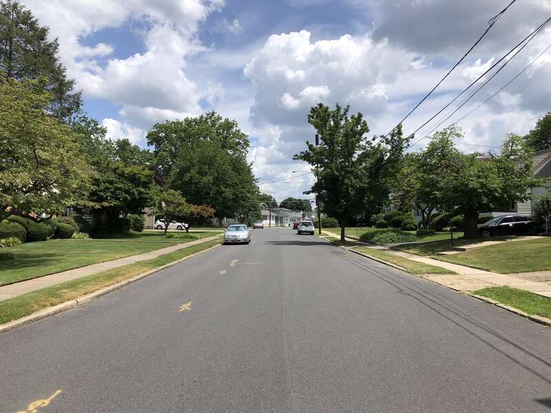 View southeast along Greenwald Avenue at Glendale Drive in Ewing Township, Mercer County, New Jersey