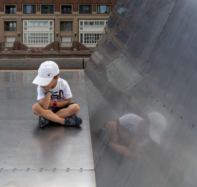 A contemplative Gabriel, Harborwalk, North End District, Boston, Massachusetts, US (PPL3-Altered)