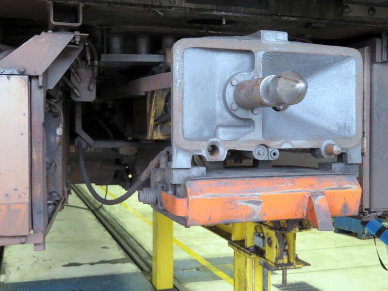 Coupler on a BART car at Daly City Yard in March 2018. Photo taken with permission during a yard tour.