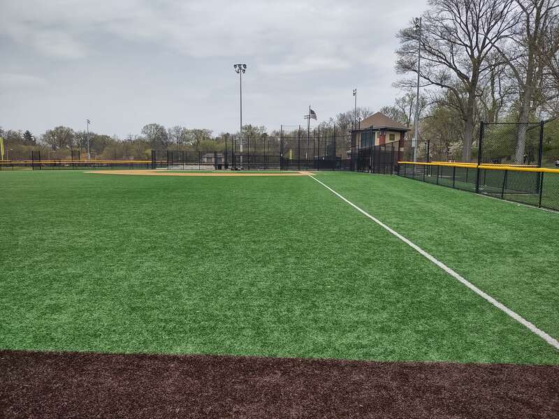 Looking north at one of the vacant ballfields in Branch Brook Park