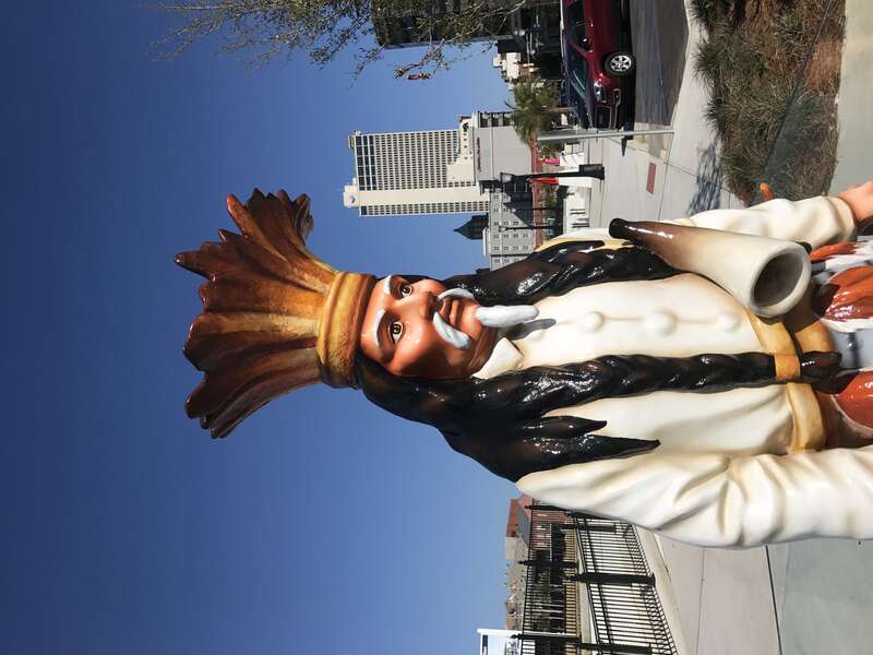 Chief Slacabamorinico (Joe Cain) statue in Mardi Gras Park in downtown Mobile, Alabama