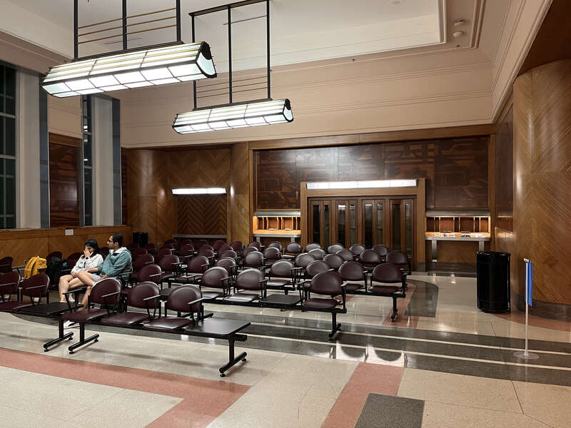 Cincinnati Union Terminal Amtrak waiting room in 2023