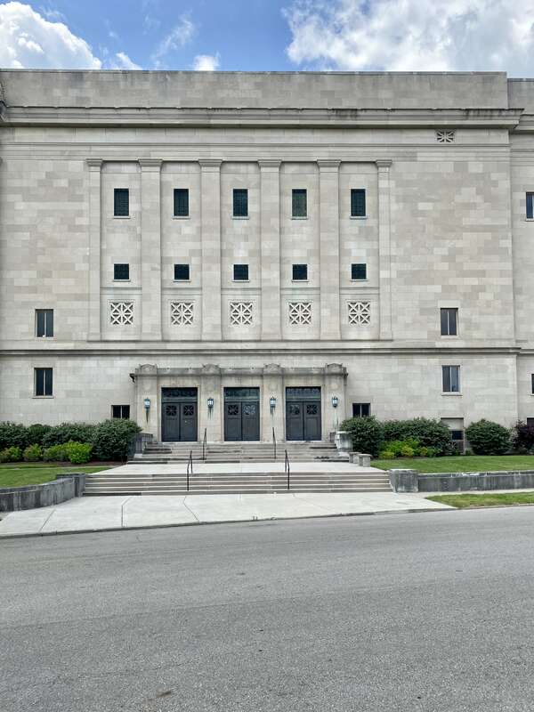 Built in 1925-1928, this Classical Revival-style building was designed by Herman and Brown to serve as the main Masonic Temple for the city of Dayton, Ohio.  The imposing building features a limestone exterior with porticoes featuring fluted ionic
