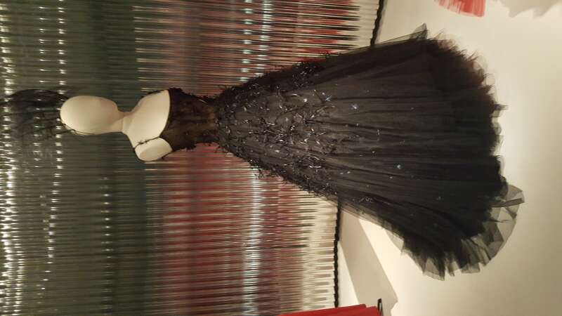 Black embroidered tulle and crepe georgette ball gown by Maria Grazia Chiuri for Christian Dior (Spring-Summer 2017) on display at the Denver Art Museum