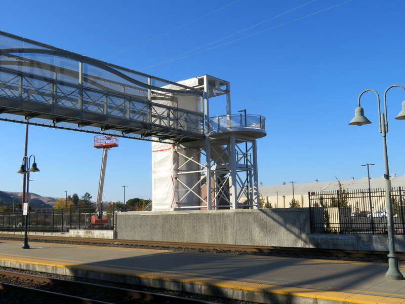 The footbridge under construction at Martinez station in November 2019