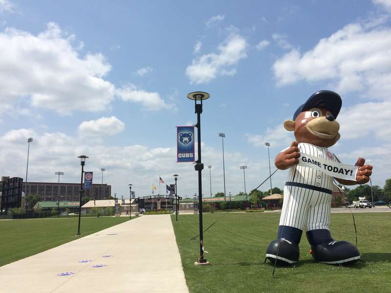 Walkway leading to Four Winds Field at Coveleski Stadium, home of the South Bend Cubs, in South Bend, Indiana. Photo taken on 2 July 2015.