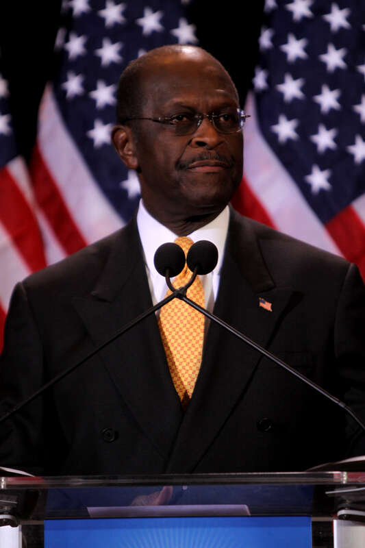 Herman Cain speaking at a press conference to reject allegations of sexual harassment in Scottsdale, Arizona.

Please attribute to Gage Skidmore if used elsewhere.