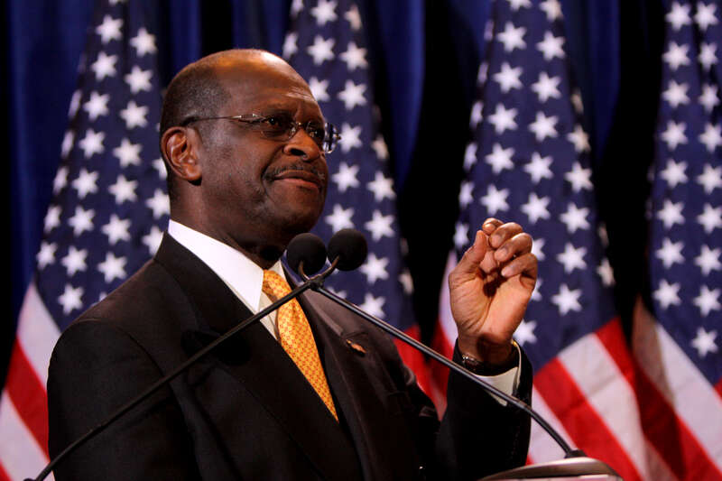 Herman Cain speaking at a press conference to reject allegations of sexual harassment in Scottsdale, Arizona.

Please attribute to Gage Skidmore if used elsewhere.