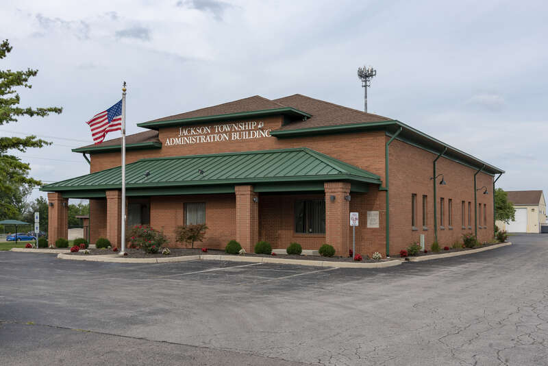 A northeast view of the Jackson Township administration building.