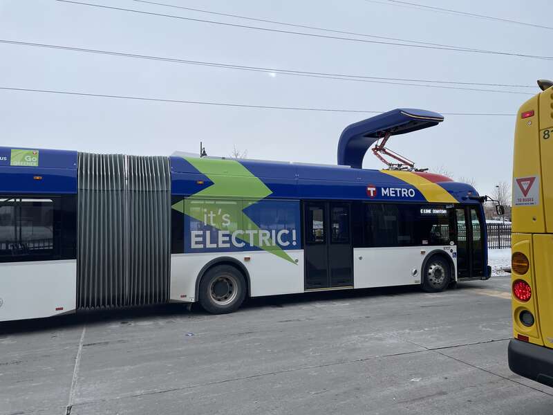 METRO C Line electric bus charging at Brooklyn Center Transit Center