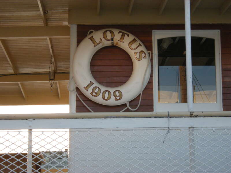Life preserver, MV Lotus, normally moored in Olympia, Washington, visiting the Historic Ships Wharf, Seattle, Washington. The 1909 boat is listed on the National Register of Historic Places.