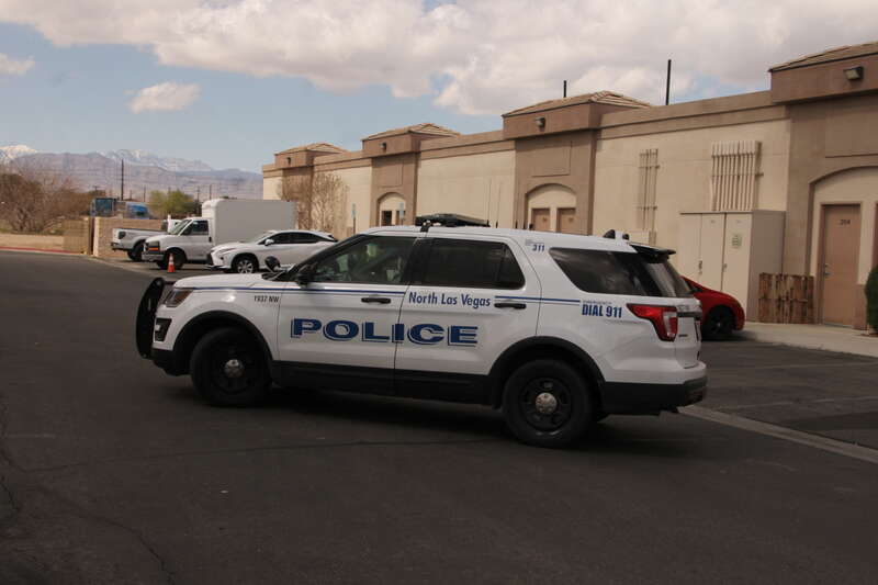 A 2016 Ford Police Interceptor Utility of the North Las Vegas Police Department pulling up to the North Las Vegas Police Officer's Association.