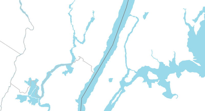 The map which shows the north area of New York City and its second level divisions.