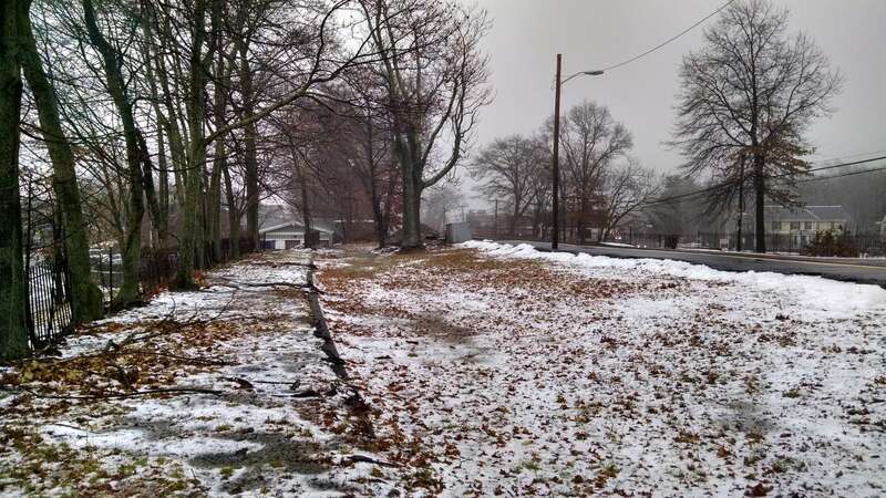 What may have been the Central Mass Branch platform at Belmont Center station, seen in January 2015
