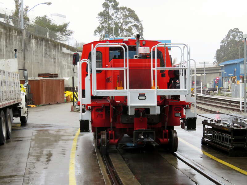 Railcar mover (used to move cars on the non-electrified shop tracks) at Daly City Yard in March 2018. Photo taken with permission during a yard tour.