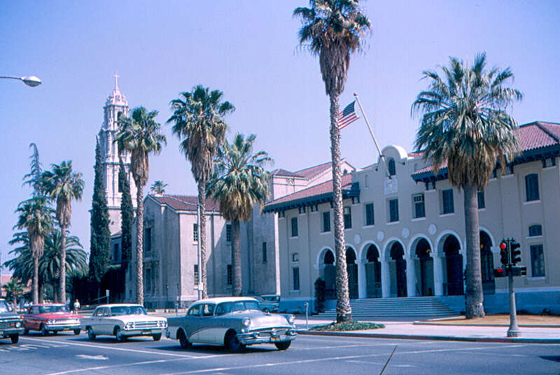 I thought this was the city hall when I took the picture.  It was bult as a post office in 1912, and was since used as a municipal building.  It is now a local museum.  
As an aside, the Riverside city hall (1975) is one of the ugliest buildings I