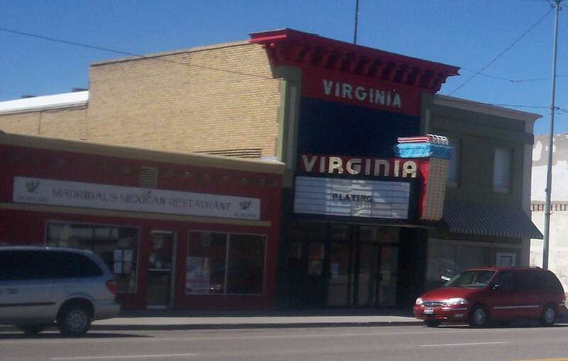 This is the main road that runs through Shelley, ID.  It's just a few stores.  You can see the old Virginia Theater, now renovated and home to community theater projects.