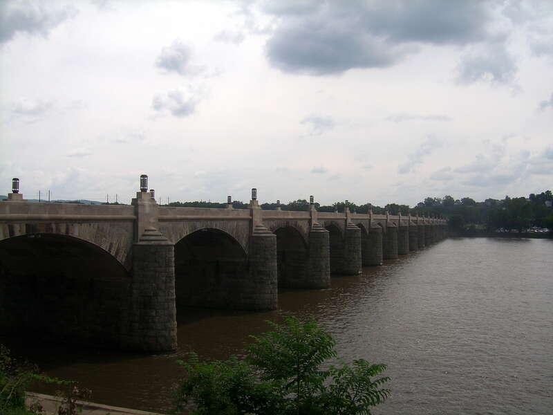 Market Street Bridge over the Susquehanna River at Harrisburg. Built 1905 and widened in 1926.