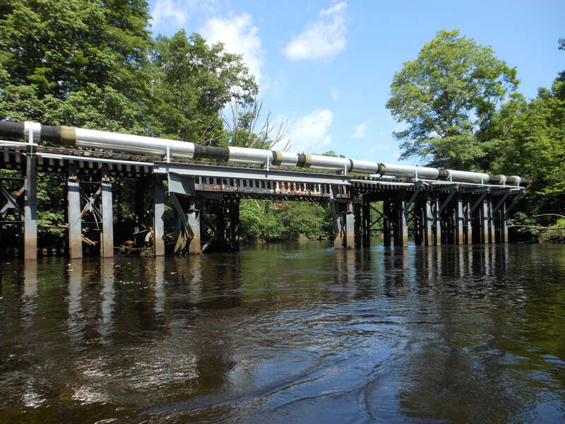 Railroad bridge over Taunton River. Near County Street, Taunton, Massachusetts.