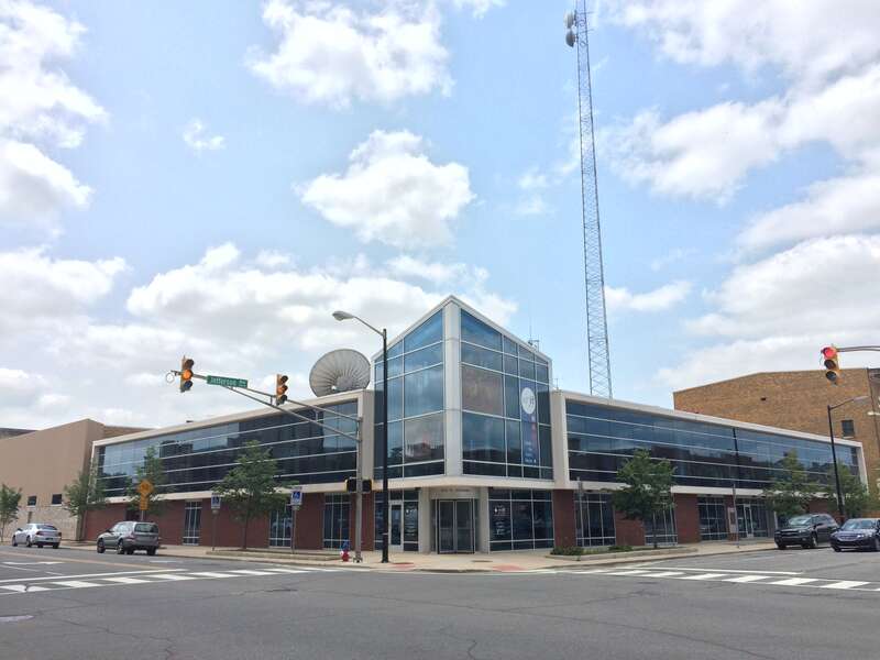 The WNIT Television Center for Public Media, which operates the Public Broadcasting Service for the South Bend area, located in downtown South Bend, Indiana. Photo taken on 2 July 2015.