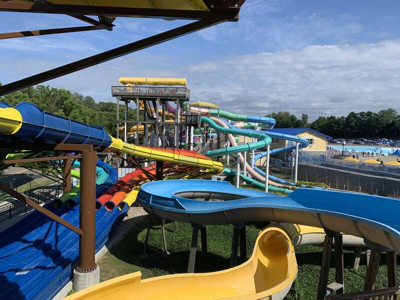 An image of several waterslides at Waldameer's Water World waterpark