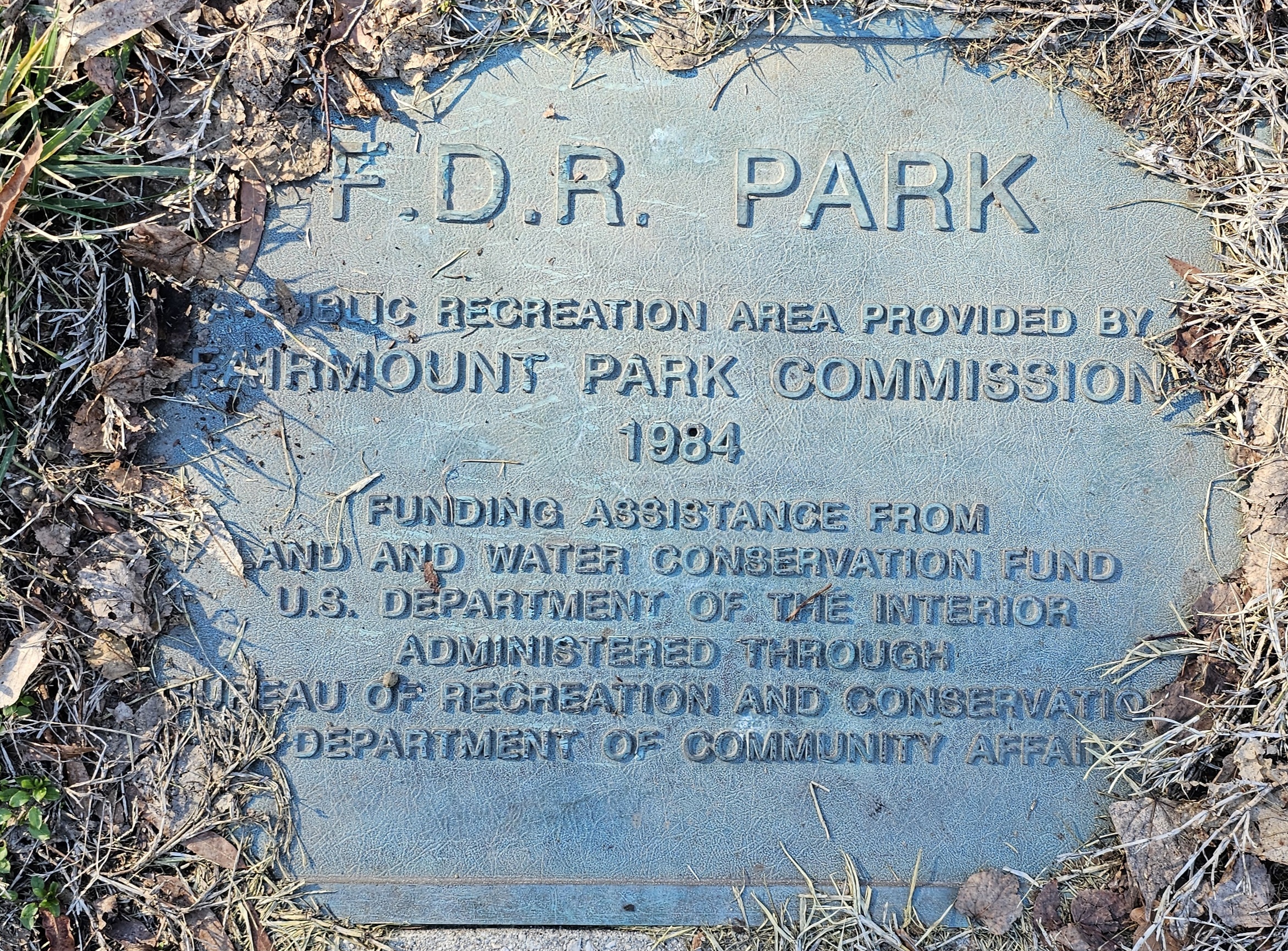 Plaque in FDR Park in South Philadelphia, 2024