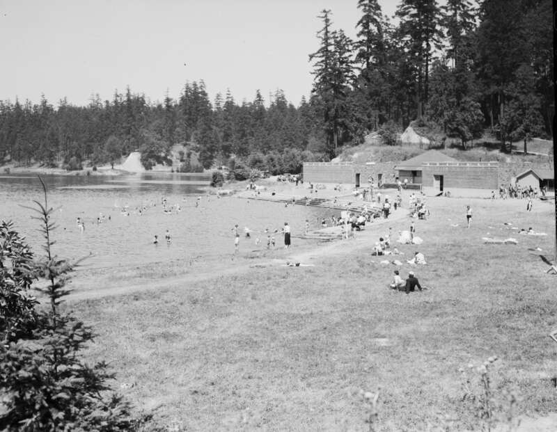 Seward Park beach, Seattle, Washington, 1936.