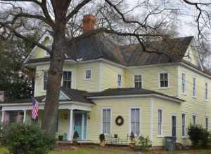 Front and southern side of the house located at 521 Falls Road (North Carolina Highway 43) in Rocky Mount, North Carolina, United States.  It and its neighbors are part of the Falls Road Historic District, a historic district that is listed on the