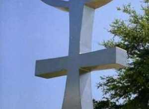 Color photograph of the outdoor Project Mercury Monument at the US Space Walk of Fame in Space View Park in Titusville, Florida.