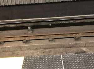Third rail at BART San Bruno station, with aluminum insert