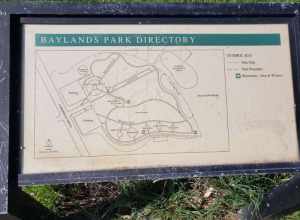 Public sign showing a map of Baylands Park, Sunnyvale