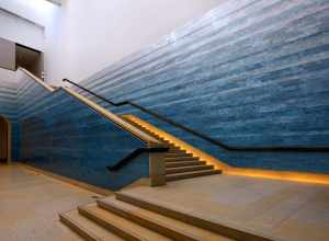 The atrium in the Blanton Museum of Art Michener Gallery Building at the University of Texas at Austin in Austin, Texas, United States.