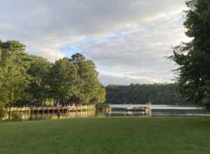 Fred G. Bond Park waterfront in Cary, North Carolina, USA