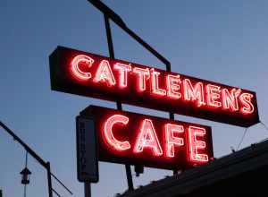Cattlemen's lighting up the night.