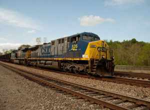 Because of the many people along the waterfront section of Lynchburg, CSX trains cruise through the area at reduced speed.  The train crew was very friendly waving back to anyone who waved and blowing the horn for the kids.