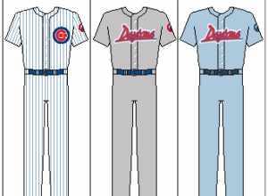 My drawing of the Daytona Cubs uniforms. I hereby release this drawing under a Creative Commons license.