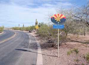 The Phoenix Point of Pride sign at the Desert Botanical Garden