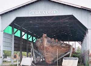 Photo of preserved hulk of schooner Equator. Photographer: Joe Follansbee