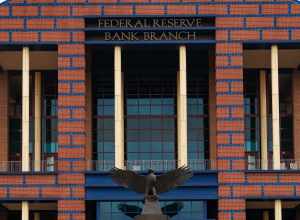 The Federal Reserve Bank in Houston, Texas, one of the three branches of the Federal Reserve Bank of Dallas. This branch is on Allen Parkway in the Fourth Ward.