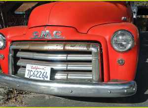 (1 in a multiple picture set)
I love the old steel vehicles with massive amounts of chrome in their grills.  Found this one in Idyllwild, CA.