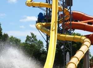 The Waikiki Wipeout water tube slide ride at Hawaiian Falls waterpark in The Colony, Texas.