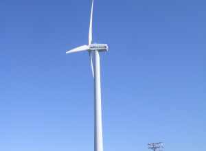 Hull Wind 1 wind turbine in Hull, Massachusetts. Installed in 2001; Vestas V47-660 kW.