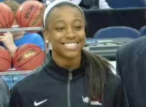 Jewell Loyd at the 2015 WBCA convention, being named to the 2015 WBCA All-America team